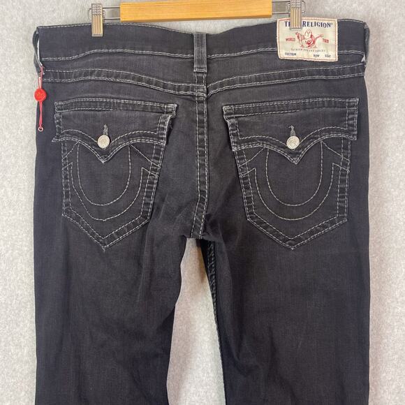 True Religion Jeans Mens 38 (39x32.5) Black Ricky Relaxed Straight Flap Stretch - Picture 1 of 13
